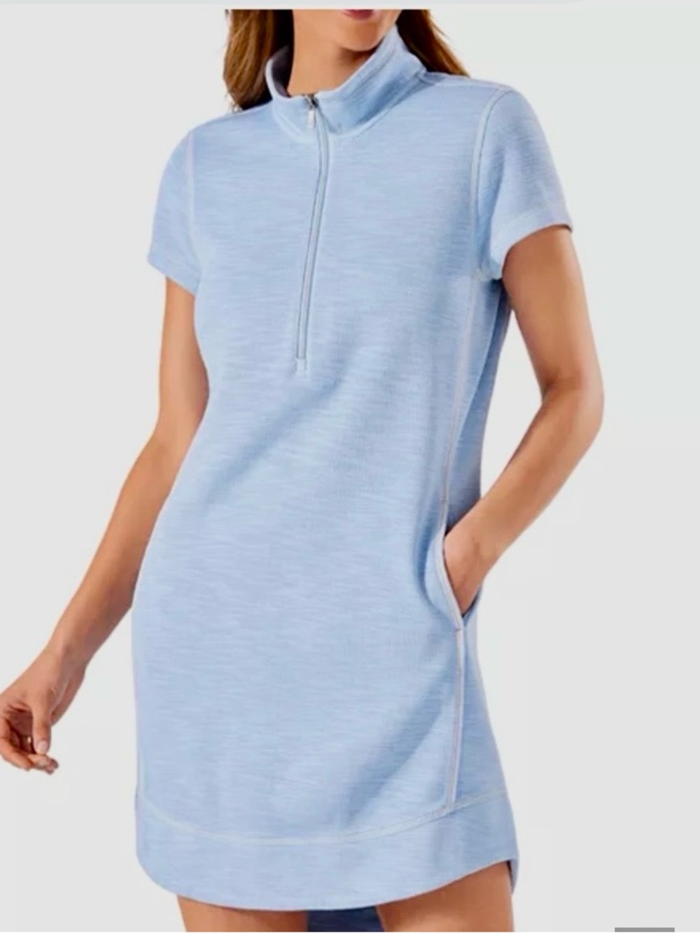 Tommy Bahama NWT Tobago Bay Light Blue Short Sleeve Zip-Front Dress